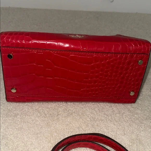 Kate Spade Red Croc-Embossed Tote with Gold Handles - Picture 7 of 12